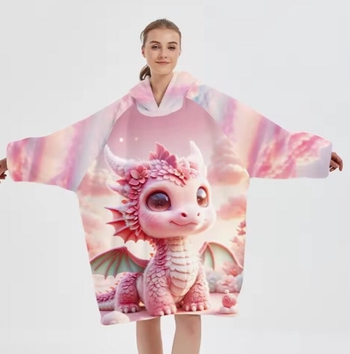 comprare Stampa di posizione personalizzata Anime Large Fleece Hoodie Blanket Wearable OEM online manufacture