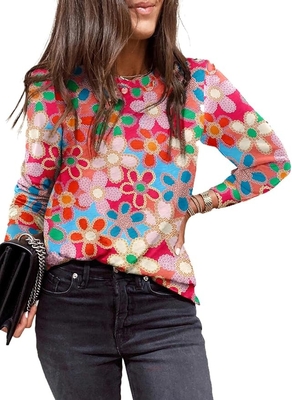 comprare Casual Polka Dots Tops Crewneck Camicie a manica lunga Magliette leggere online manufacture