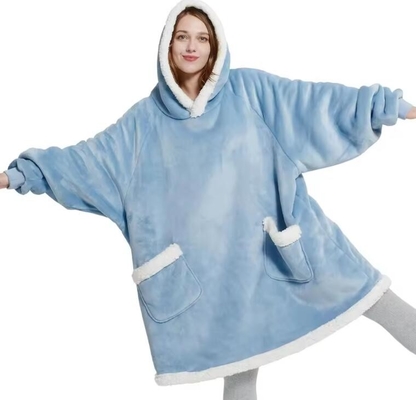comprare Maniche lunghe flanello sherpa coperte con cappuccio di grandi dimensioni TV cappotto copertura online manufacture
