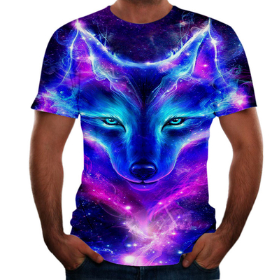 comprare T-shirt oversize da uomo di estate Fox Wolf stampa digitale 3D collo rotondo online manufacture