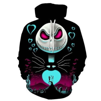 comprare Halloween Skull Jack Stampato 3D Stampato Hoodie Oversize Comodo online manufacture