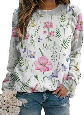 Pullover da donna con stampa a sublimazione floreale