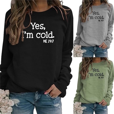 Lettere divertenti stampate Casual Loose Sublimation Pullover Pullover stampato su richiesta OEM