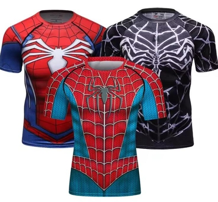 Maglietta a manica corta Sublimazione Bjj Compressione MMA Indossare Cosplay Abbigliamento da supereroe
