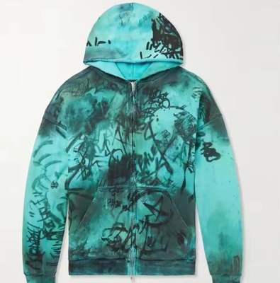 Stampa di graffiti oversized distressed hoodie strappata