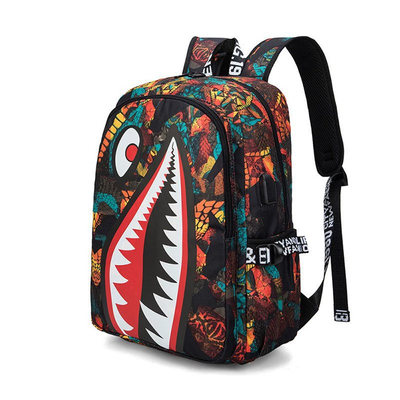 Stampa 3D Alunni di scuola Borsa scolastica per bambini Moda Squalo Modello di personalità Stampa leggera Semplice zaino per svago