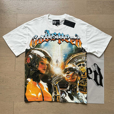 T-Shirt maschile Fashion Design Acqua di lavaggio Nero Hip Hop Top di cotone Peso pesante T-shirt grafica T-Shirt maschile